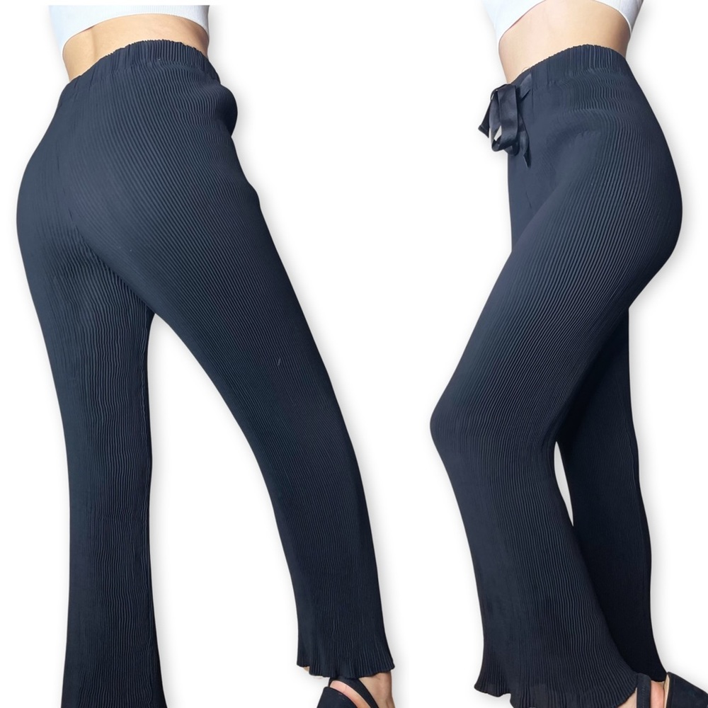 Topshop Accordion Pleats Black Lounge Pants Size 6